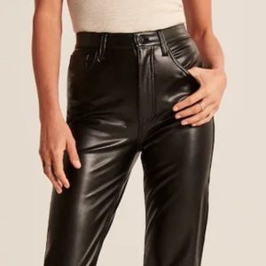 Vegan Leather Ankle Straight Ultra High Rise Jeans